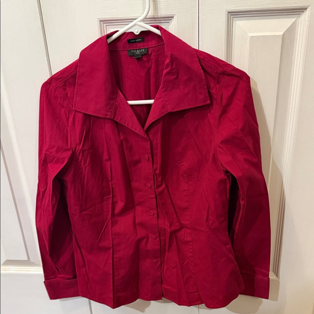 Talbots Women's Bold Red Button-Down Shirt